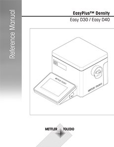 Ce manuel de référence fournit toutes les informations techniques nécessaires pour utiliser correctement les densimètres Easy D30 et Easy D40 de METTLER TOLEDO.